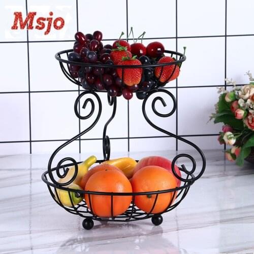 Nordic Style Creative Wrought Iron Storage Basket Fruit Tray Household Double-layer Fruit Basket Snack Dried Fruit Storage