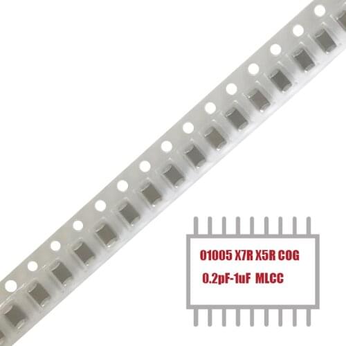 MyGroup Asia 100PCS 01005 X7R X5R COG 0.2pF-1uF SMD MLCC Monolithic Chip Multilayer Ceramic Capacitor in Stock