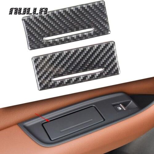 NULLA Carbon Fiber Car Interior Rear Door Armrest Cigarette Ashtray Cover Trim Decoration Sticker for AUDI Q7 2016 2017
