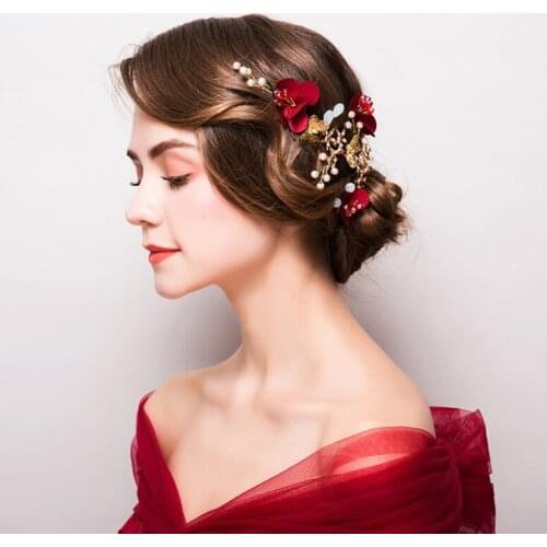 2020 new style hair band wedding ornaments with red bride Chinese wedding hair ornaments A20646