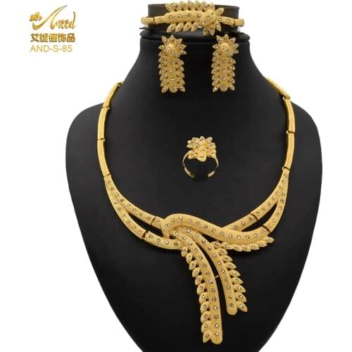 Necklace Sets For Womens Jewelery Set Earrings Bracelet Dubai Indian Ring Bridal African Gold Wedding 24K Designer Earrings