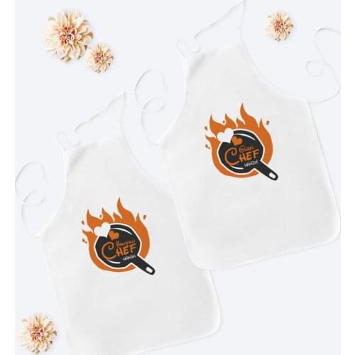 Personalized Dual Handsome and Beautiful Chef White Kitchen Apron Seti-6 Custom Design Souvenir Beautiful Memories Friends Co Dear