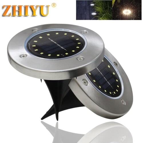 Solar Underground Light 20LED Multi-color Optional Stainless Steel Outdoor Lawn Light Rainproof Floor Lamp Garden Decoration