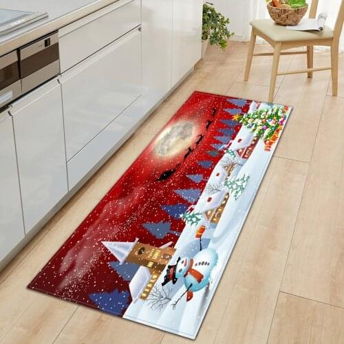 Christmas Kitchen Mat Home Entrance Door Mat Living Room Carpet Bedroom Hallway Rectangle Floor Carpet Bathroom Anti-Slip Rugs