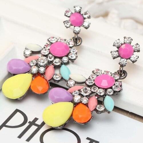 YaYi Jewelry Fashion Multi Glass Crystal Rhinestone Dangle Women Ancient Gold Color Wear Ear Band Long Tassel Earrings Gift