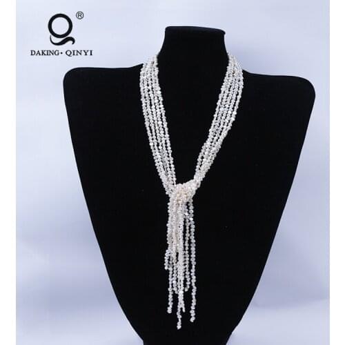 Modern women simple jewelry natural white freshwater pearl necklace