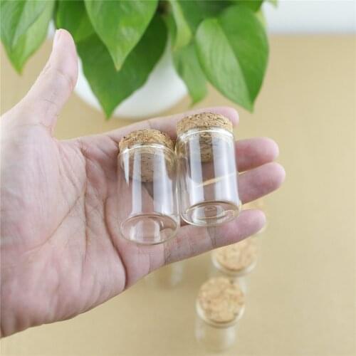 50pcs/lot 30*40mm 15ml Cork Stopper Glass Bottle Spicy Storage Bottle Container Glass Jars Vials DIY Craft