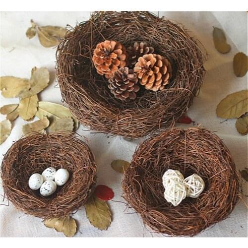 SUEF Rattan plait bird nest birdcage decoration bird nest simulation photography props hand rattan weaving Easter decorations @1