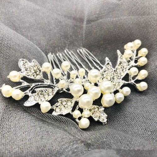 Wedding Hair Accessories Bridal Hair Comb Pearl and Gold Floral Headpiece - For Brides and Bridesmaids