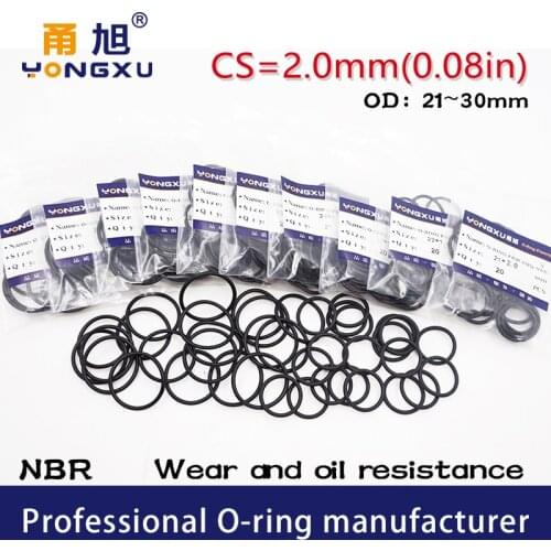 20PCS/lot Black NBR Sealing O-Ring CS2mm Thickness OD21/22/23/24/25/26/27/28/29/30*2mm ORing Seal Rubber Gasket Oil Rings Washer