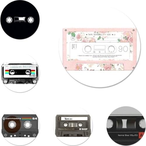 Vintage Tape Cassettes Icons Pins Badge Decoration Brooches Metal Badges For Clothes Backpack Decoration 58mm