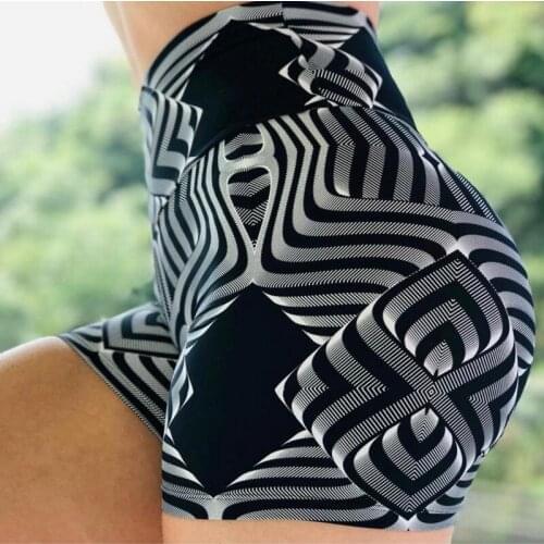 2020 Women Leggings High Waist Push Up Yoga Shorts Scrunch Butt Seamless Print Running Shorts Gym Clothes Fitness Elastic Shorts