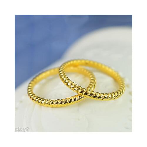 Pure 999 24K Yellow Gold Band Women 3D Unique Design Ring 1.1-1.3g Size US 5-7