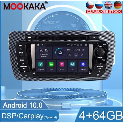 4+64GB Android 10.0 For Seat Ibiza Stereo Headunit Multimedia Player Auto Radio Car GPS Navigation Car Stereo CD DVD WIFI DSP BT