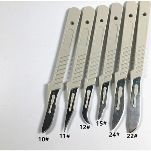 50Pcs Disposable Sterile Surgical Scalpel Blades #10 #11 #12 #15 #22 #23 #24 Plastic Handle 7 Sizes