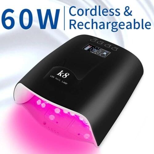 60W UV LED Nail Lamp Rechargeable Nails Dryer For All Gels Polish Sun Light Infrared Sensing LCD Timer Smart Manicure
