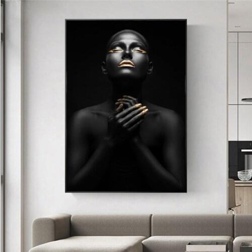 African Women Oil Paintings Print On Canvas Wall Art Prints Posters Black Girl Wall Art Pictures for Living Room Home Wall Decor