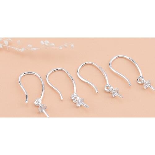 S925 sterling silver diy making earring accessories pearl tray ear hook ear hanging jewelry accessories