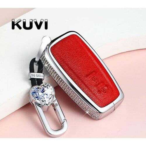 Alloy Leather Car Key Fob Cover Case Shell Skin Holder Protect For Toyota CHR C-HR 2017 2018 Prius 2 Buttons Accessories
