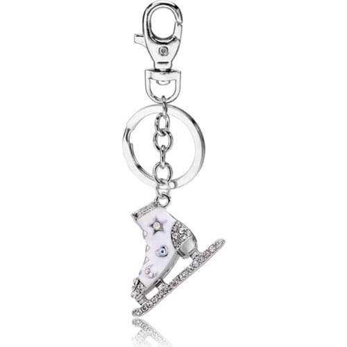 Dance Keychains Skating Shoes Pendant Flower Star Crystal Rhinestone Keyring Tennis Jewelry Christmas Gifts For Girls Women