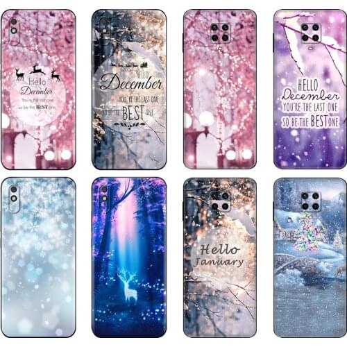 Black tpu Case For Xiaomi Redmi 7A 8 8A 9 9A 9C Case Redmi Note 8T 8 Pro T Note 9 9S 9 Pro Case Christmas hello december