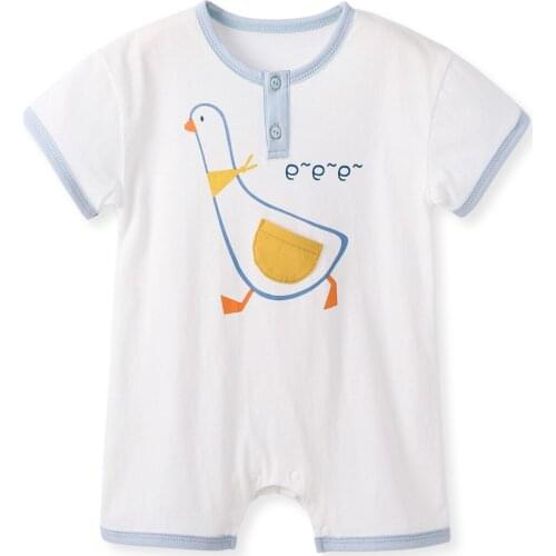 Pureborn Newborn Unisex Baby Romper Summer Breathable Cotton Cartoon Animal Baby Clothes Short Sleeve Summer Holiday Clothes