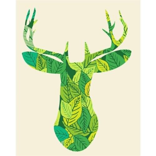 DIY Digital Painting By Numbers Package Green deer oil painting mural Kits Coloring Wall Art Picture Gift frameless