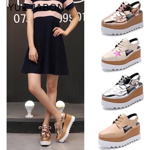 Genuine Leather Platform Breathable Sneakers Stars women shoes Increase 7cm basic 2020 Summer White Black Gold Red Casual Shoes