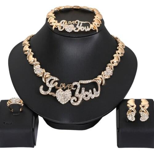 Hotsale Nigerian Beads Wedding Jewelry Set Bridal Dubai Gold Color Jewelry Sets African Beads Necklace Bracelet Jewelry Set