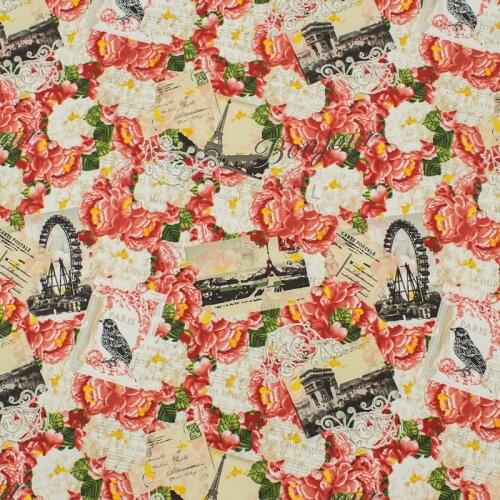 Rose stamps print stretch cotton fabric for dress tissus coton imprimé sewing telas algodon estampadas ткань au mètre tissu tela