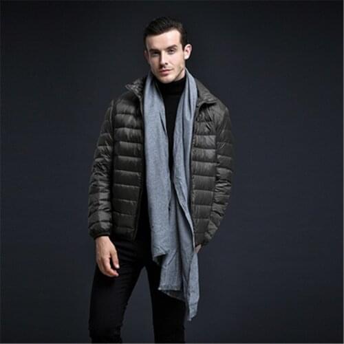 Big size men Ultra Light coat 90% white duck down coats long sleeve winter Jacket autumn Slim men Short stand collar Jackets 554
