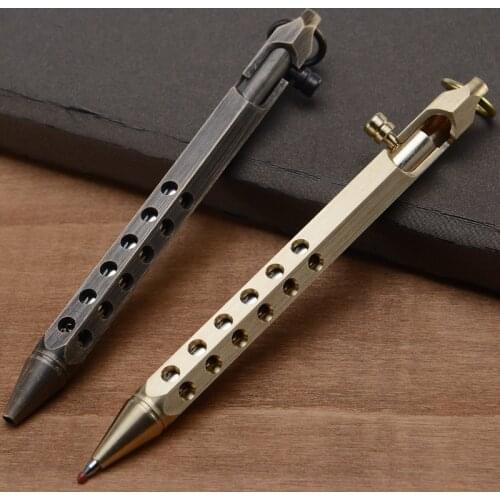 Brass Steel Attack Head Tactical Slim Shape Design Pen Sports Saft Emergency Self-defense Supplies With Hanging Ring