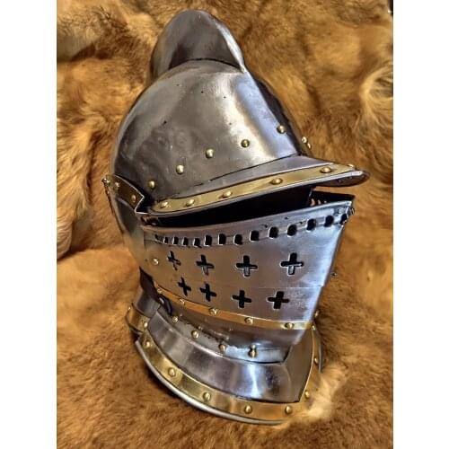 Hallowen cosplay mask Medieval knight helmet 15th Century European Gothic Helmet Long-tailed Charler Burgundy military helmets