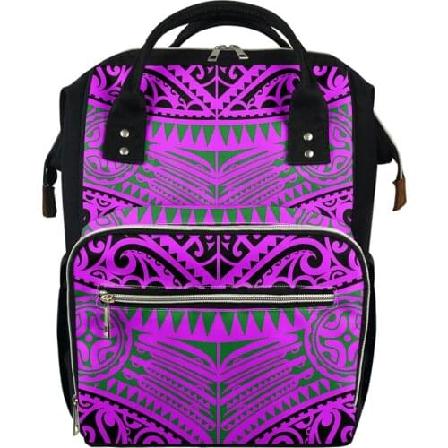 Multi-function Women Backpack Polynesia Strips Mummy Bag Hawaii Flower Style Large Nappy Bag Free Drop Shipping Wholesale 2021