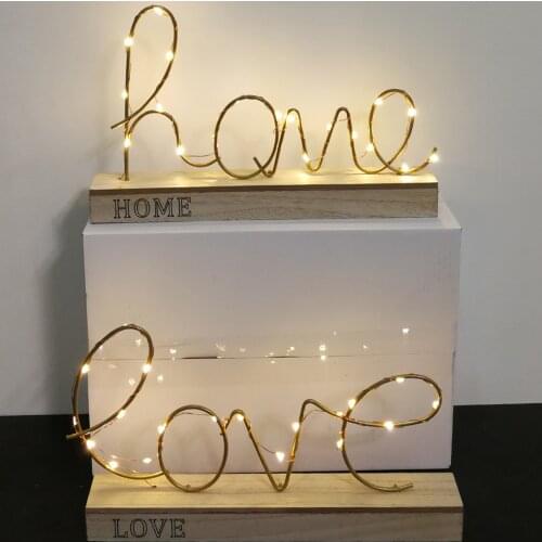 Desktop Art Decoration Lamp Neon Sign Table Light With Base Stars, Home Love Letter-shaped Wrought Iron Shaped Decorative Lights