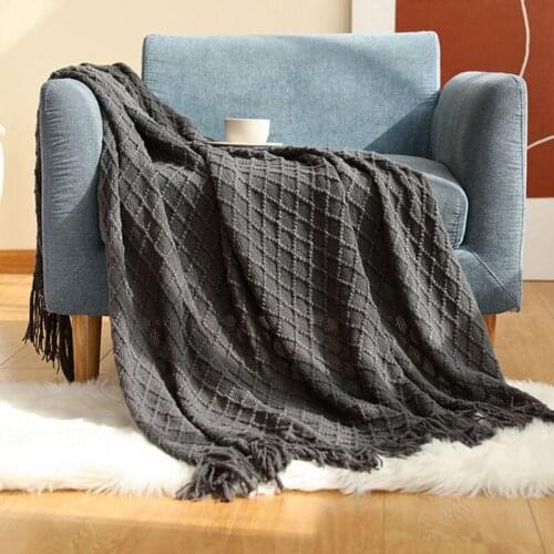 Nordic Air Condition Blanket Knit Plaid Blanket Soild Color Sofa Throw Blanket