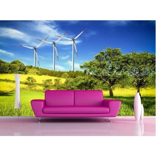 Pastoral windmill landscape Living room TV backdrop bedroom 3d photo wallpaper Home Decoration Fresco