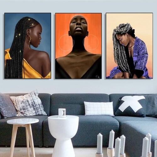 Africa Sexy Black Woman Nordic Poster And Print Wall Art Abstract Canvas Painting Print Wall Pictures For Living Room Club