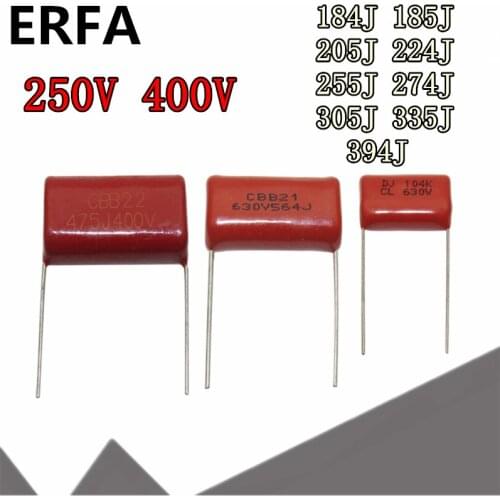 10pcs CBB22 CBB21 CBB polypropylene film capacitor 250V 400V 184J 185J 205J 224J 255J 274J 305J 335J 394J