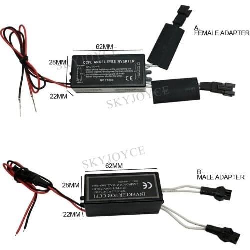 SKYJOYCE 1 Pair Female Male CCFL Driver Inverter Replacement Driver Halo Ring Spare Ballast For E36 E39 E46 CCFL Angel Eyes