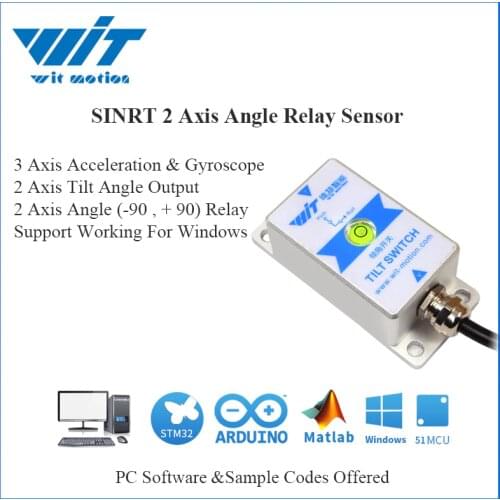 WitMotion High Precision SINRT 2 Axis Tilt Angle Sensor Relay & Alarm Switch (0-90°) & Waterproof IP67 & Anti-vibration For PC
