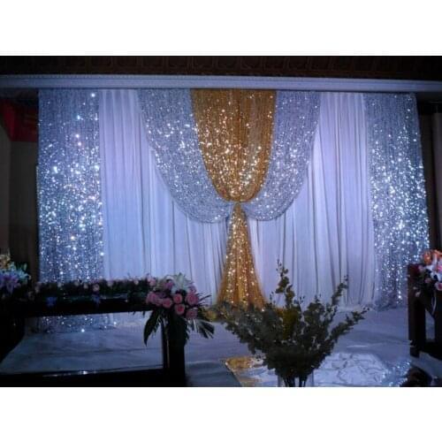 Romantic Wedding 3mx6m backdrop Wedding arrangement Wedding golden stage background curtain stage background
