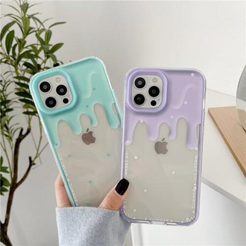 Luxury ice cream clear phone case For iPhone 12 11 pro Max xr xs Max 7 8Plus Detachable transparent Protection soft back Cover