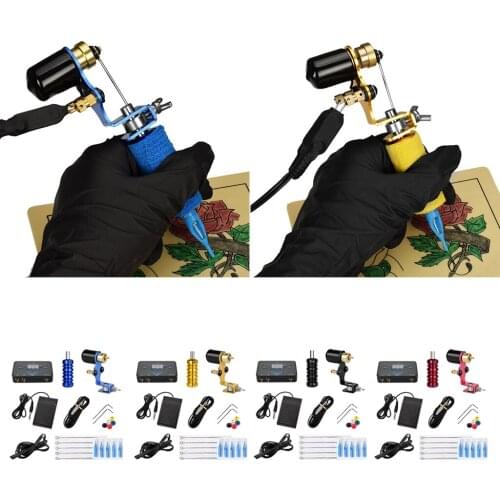 Rotary Motor Tattoo Pen Kit 5 Cartridge Needles Power Supply w/Foot Pedal Set Tattoo Machine Kit Tattoo Starter Kit Supplies