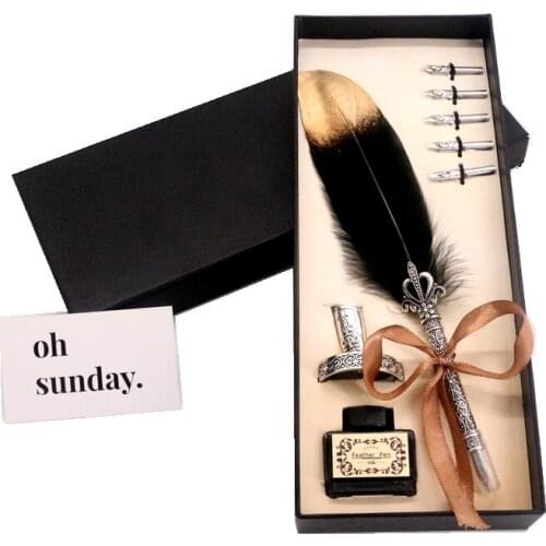 European style retro feather dip pen stationery student pen new strange feather Fountain pen