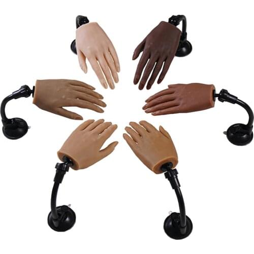Silicone Practice Hand Model Adult Mannequin With Holder and Flexible Finger Adjustment Display Model Moveable Nails