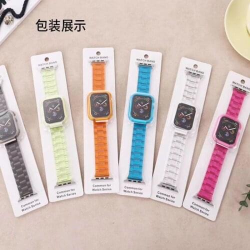 Replacement Plastic strap with single cover for iwatch se 6 5 4 40mm 44mm belt For Apple Watch band series 3 2 1 clear style