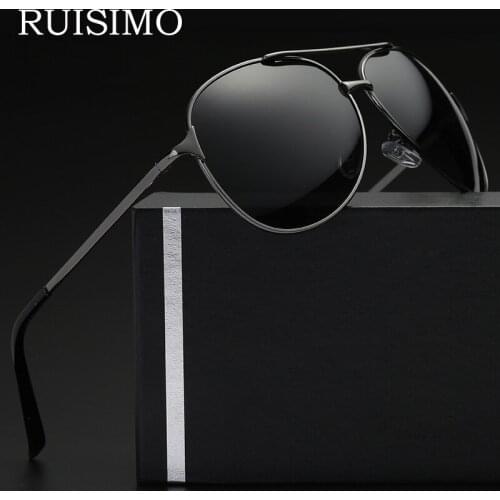 Fashion Pilot Men Polarized Sunglasses Sun Glasses Shades Mirrors Coating Points Black Frame Eyewear Male Sun Glasses UV400