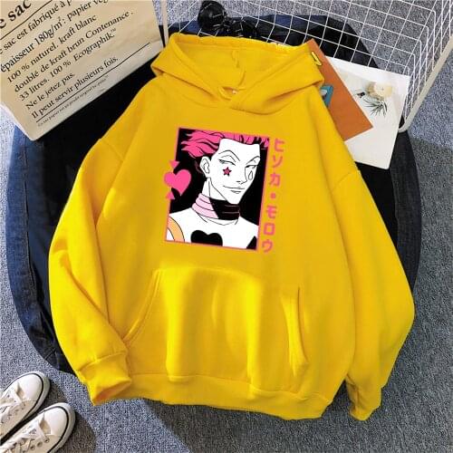 Hisoka Letter Printing Sweatshirt Women Hunter x Hunter Wram Anime Hoodie Loose Harajuku Men Pullove Oversized Streetwear Unisex