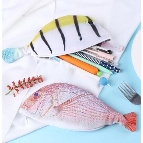 1 PC Fish Shape Pencil Case Kawaii Korea Style Cloth Pencils Bags School Supplies Stationery Pencil Case Holder